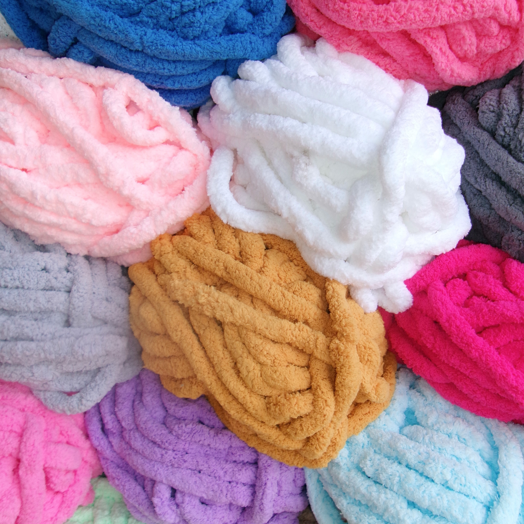 20mm Chunky Chenille Yarn - White Color