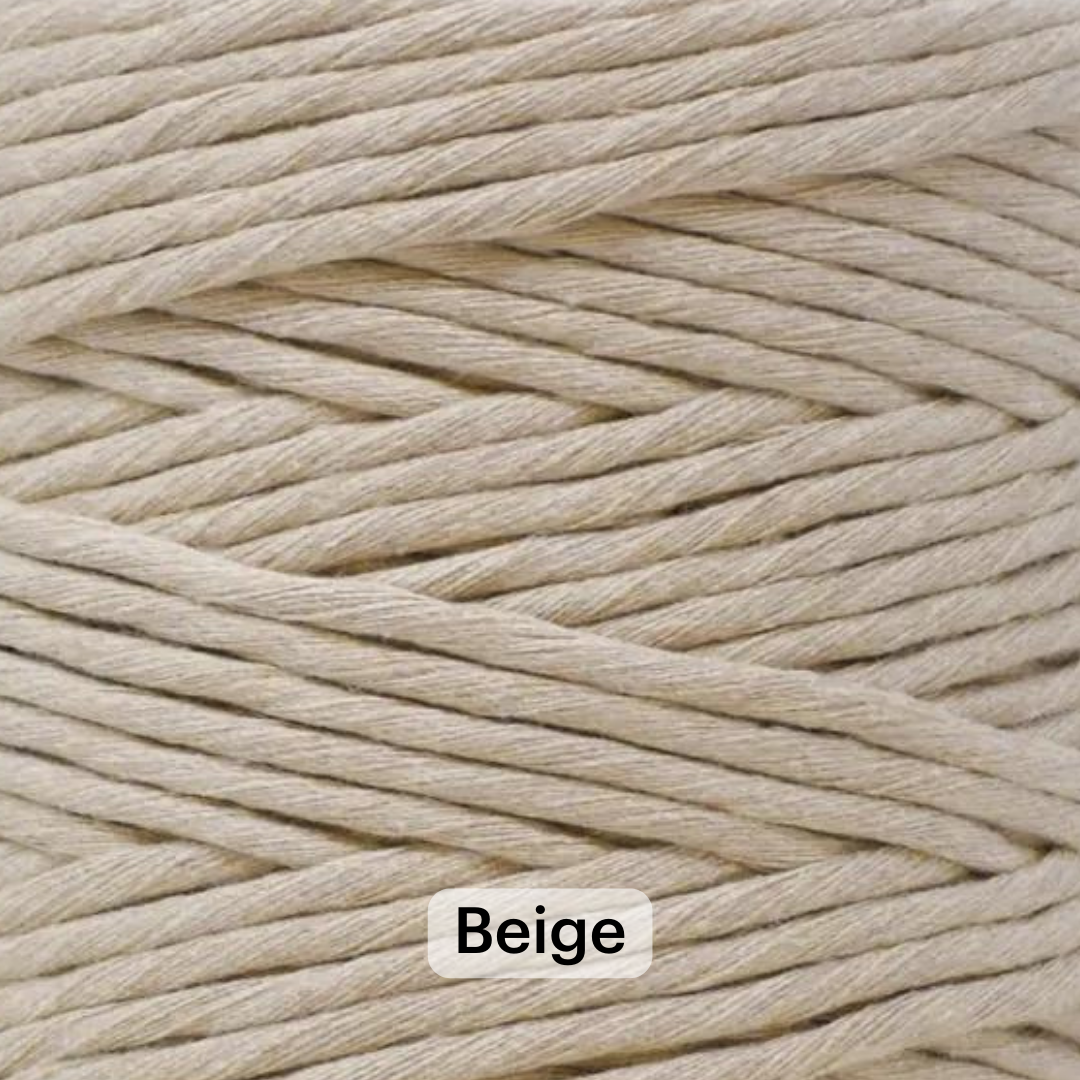 4mm 3 Strand Cotton Macrame Rope / Bulk Fiber Art Cord - Natural Beige high quality