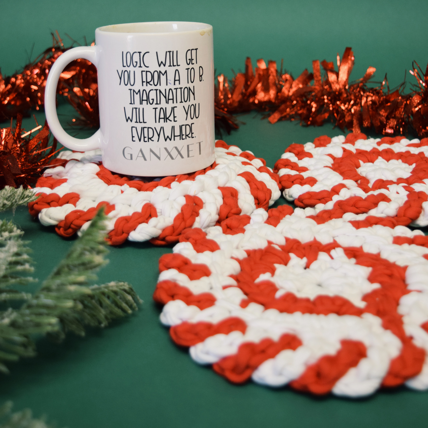 Crochet Candy Cane Coaster DIY Kit by Ganxxet x LillyBirdCrochet