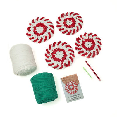 Crochet Candy Cane Coaster DIY Kit by Ganxxet x LillyBirdCrochet