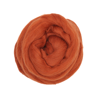 MERINO WOOL ROVING - BURNT ORANGE