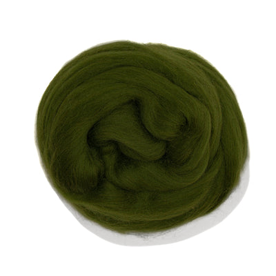 MERINO WOOL ROVING - FERN GREEN