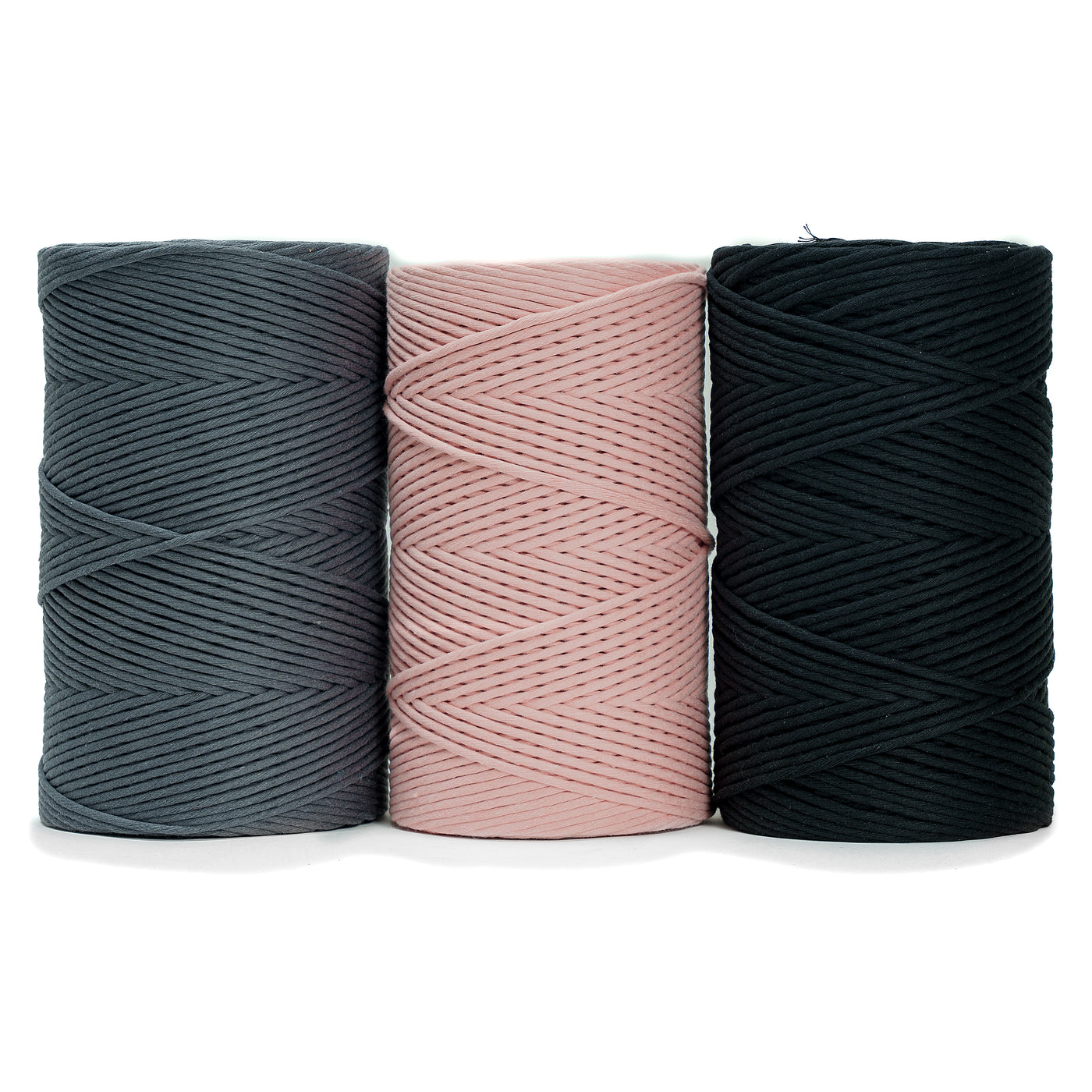 Curated Bundle - 4mm Single Strand 1640 feet - Steel Gray, Pale Pink & Black