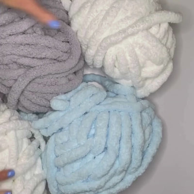 20mm Chunky Chenille Yarn - White Color